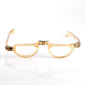 SALE Vntg 1960s Unisex Amber Frame Folding Librarian /Professor /Reading Glasses